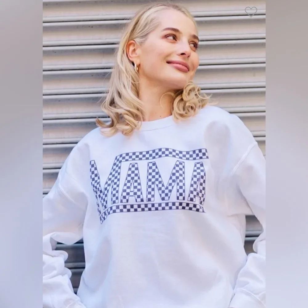 019. BABY PINK CHECK MAMA SWEATSHIRT - Picture 2 of 5